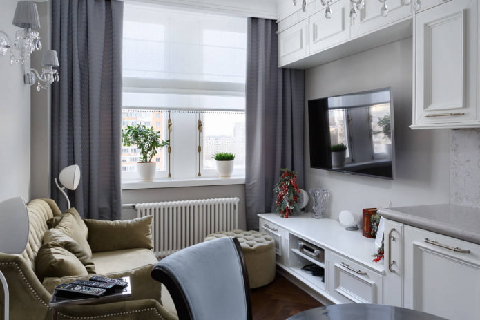 Living room in gray tones