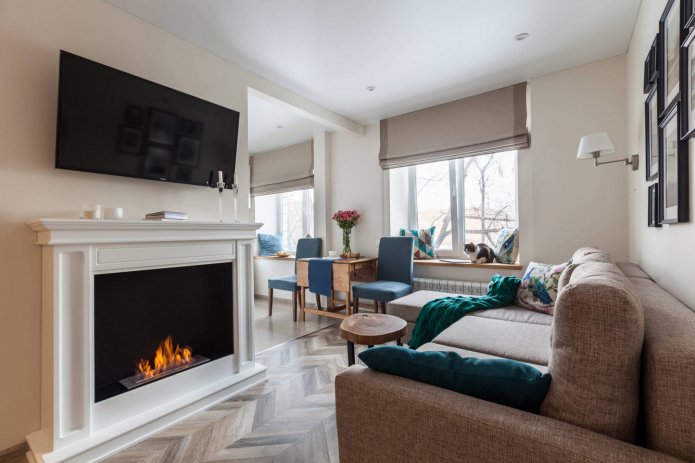 design of the kitchen-living room interior