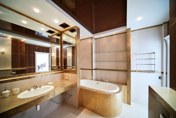 two-color stretch structure in the bathroom