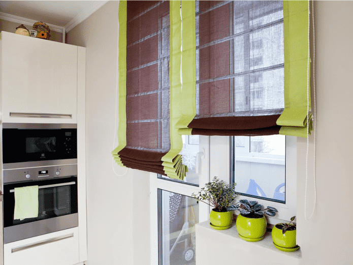two-color roman blinds in the interior