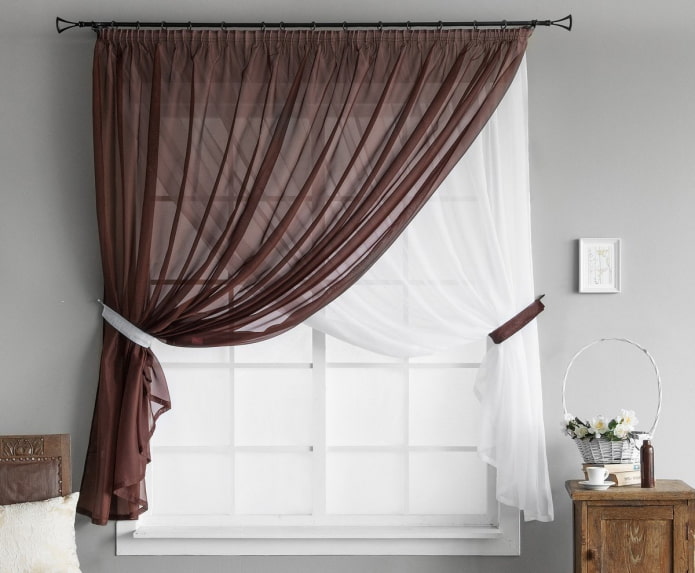 two-color criss-cross curtains