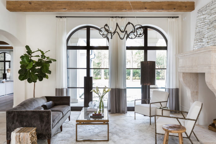 long two-color curtains in the interior