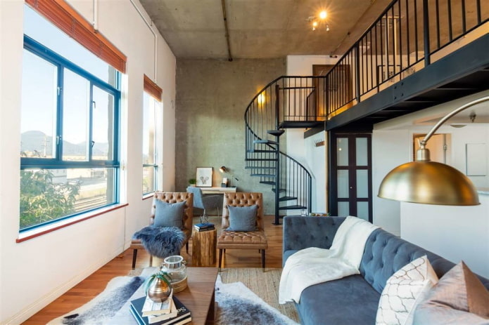 interior of a large two-level apartment