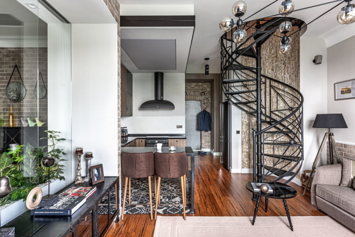 interior of a small two-level apartment