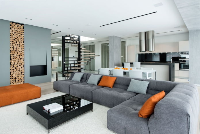 interior of a large two-level apartment