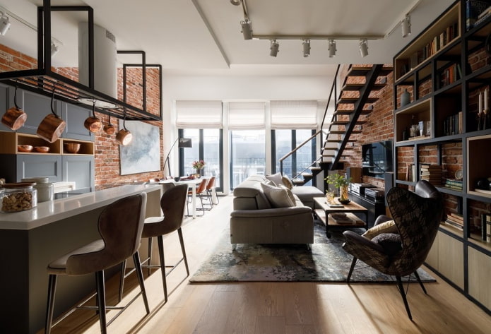 interior of a large two-level apartment