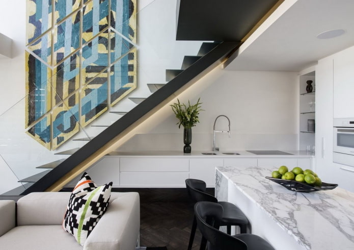 interior of a small two-level apartment