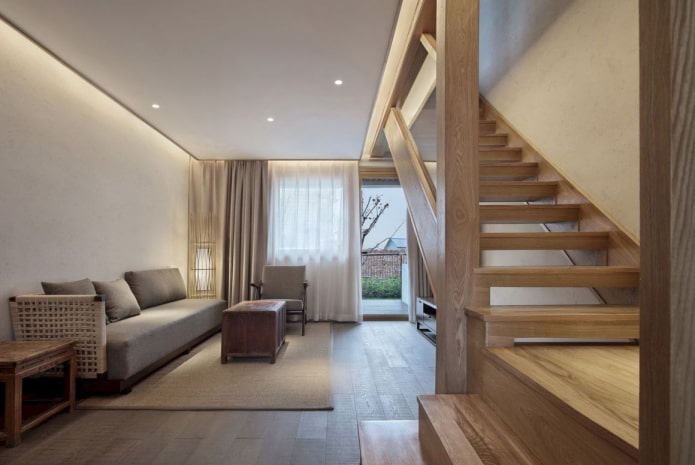 staircase design in the interior of a two-level apartment