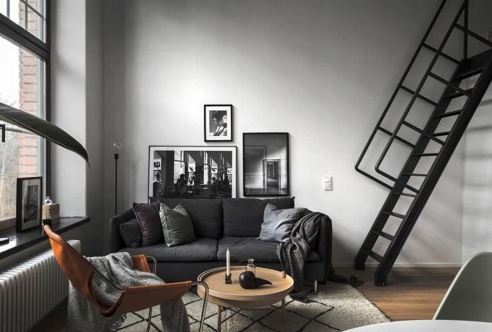interior of a two-level apartment in Scandinavian style