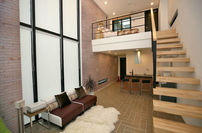 staircase design in the interior of a two-level apartment