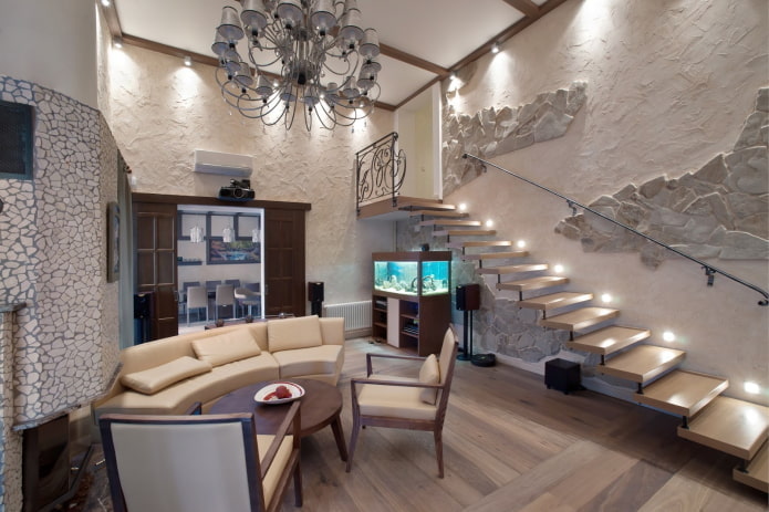 staircase design in the interior of a two-level apartment