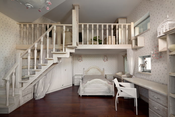 interior of a two-level apartment in the Provence style
