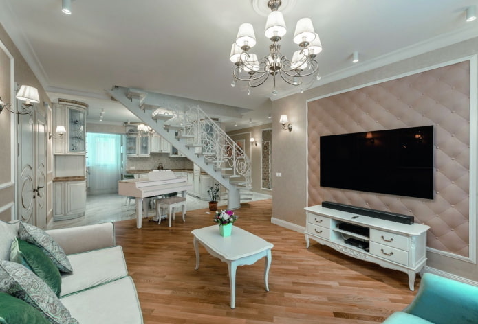 interior of a two-level apartment in the Provence style