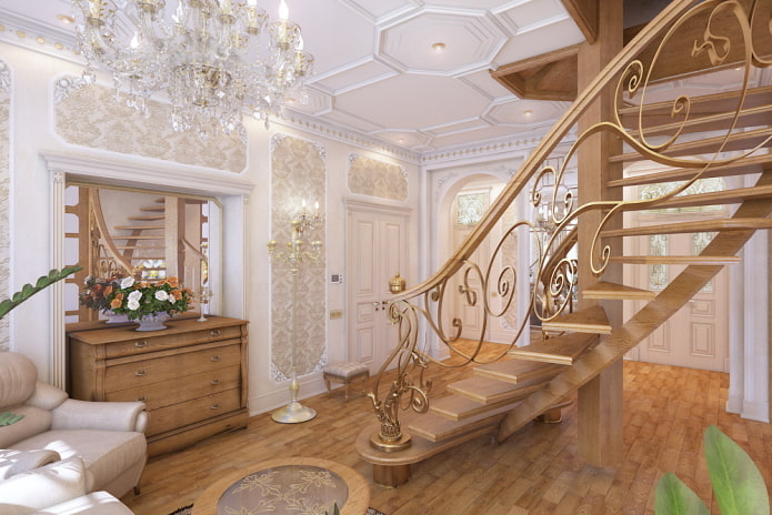 interior of a two-level apartment in a classic style