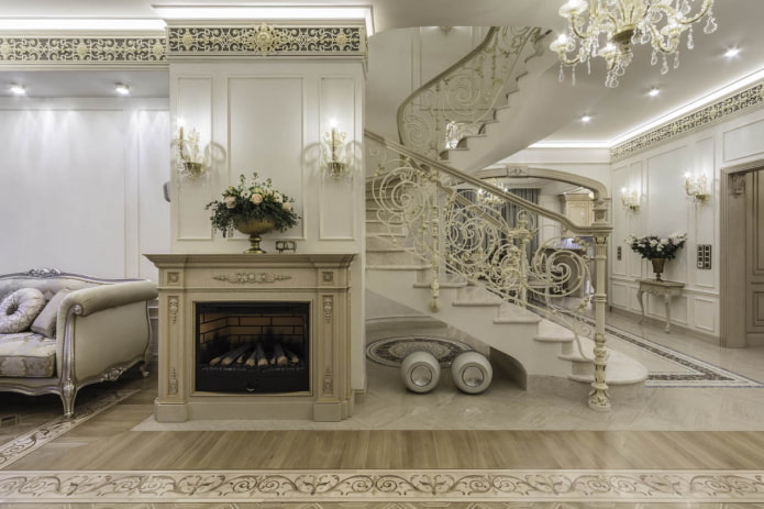 interior of a two-level apartment in a classic style