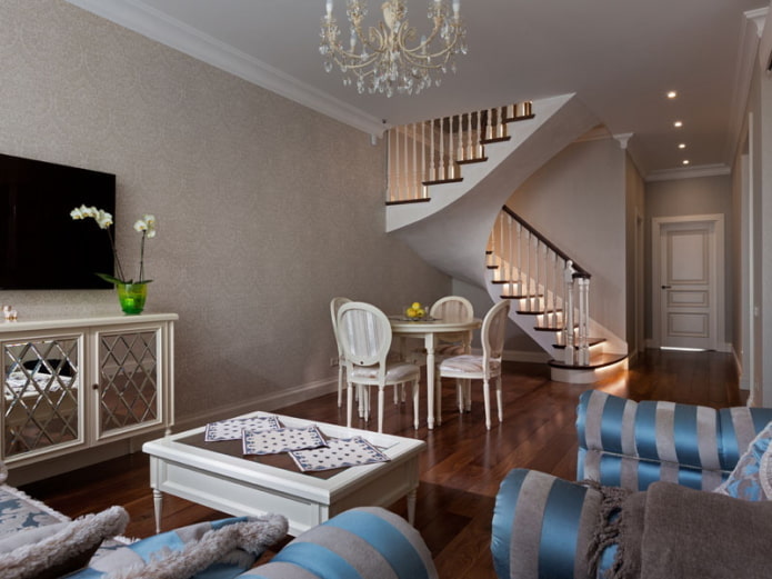 interior of a two-level apartment in a classic style