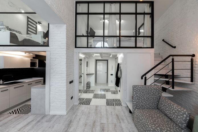 interior design of a two-level studio