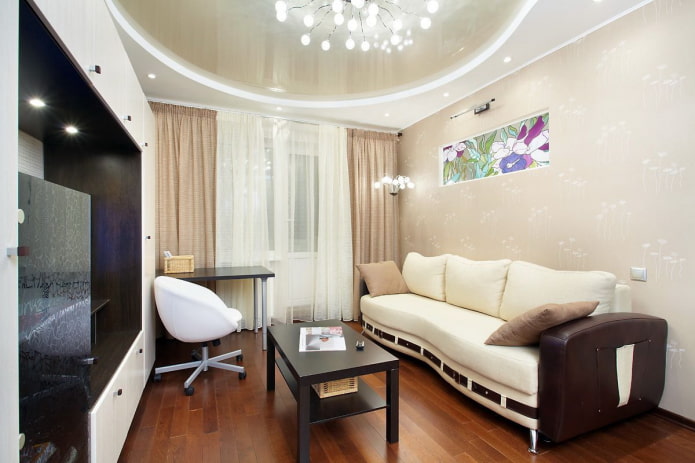 two-level stretch ceiling in the living room