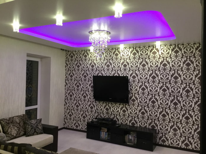 two-level stretch structure with a niche for lighting