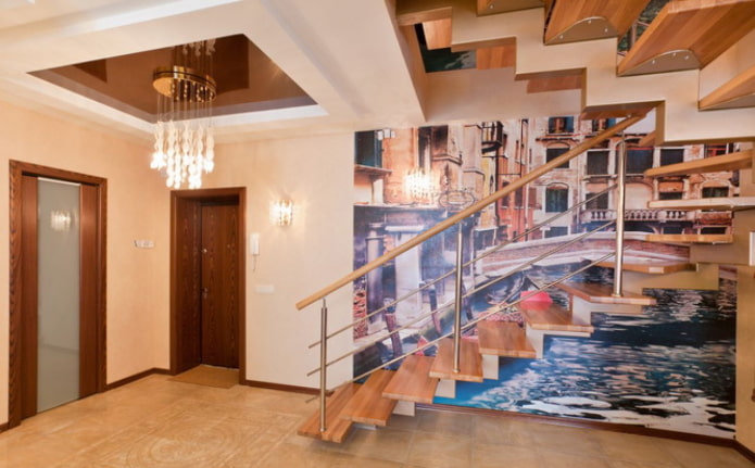 two-level stretch ceiling in the hallway