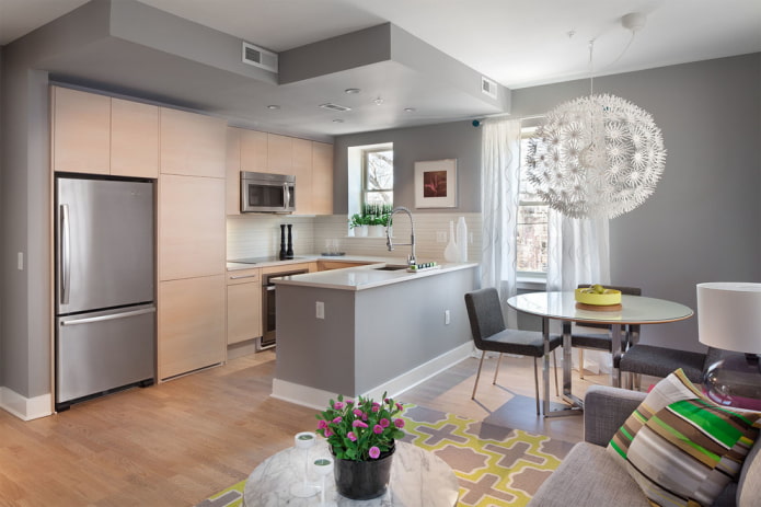 two-color two-level design in the kitchen