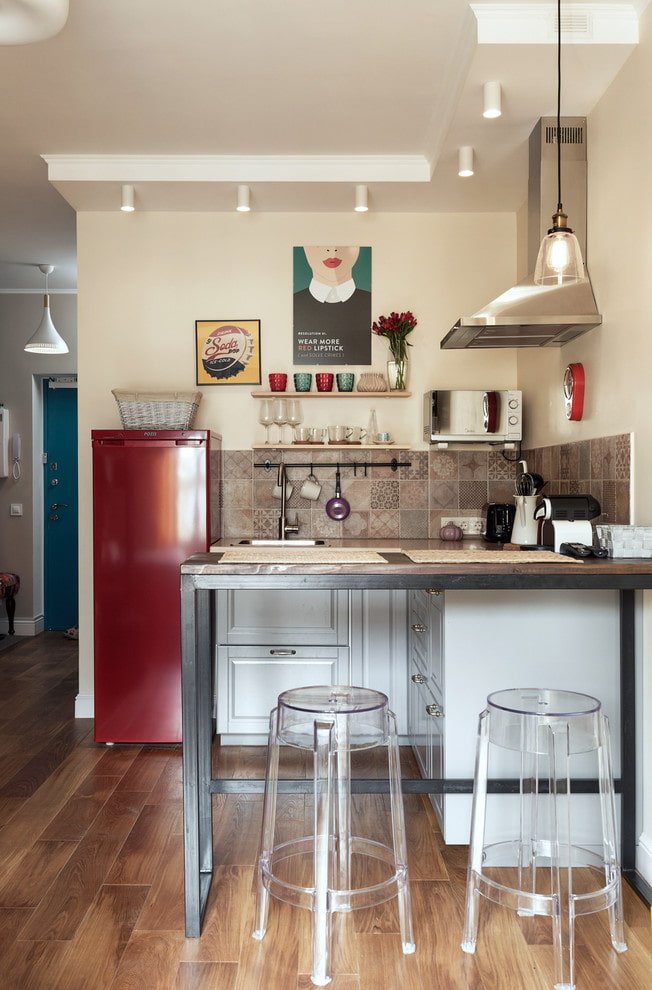 corner two-level design in the kitchen
