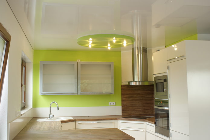 glossy two-level design in the kitchen