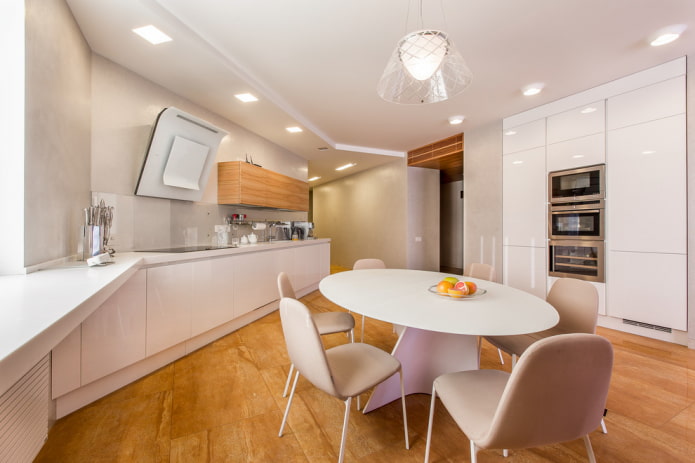 white two-level design in the kitchen