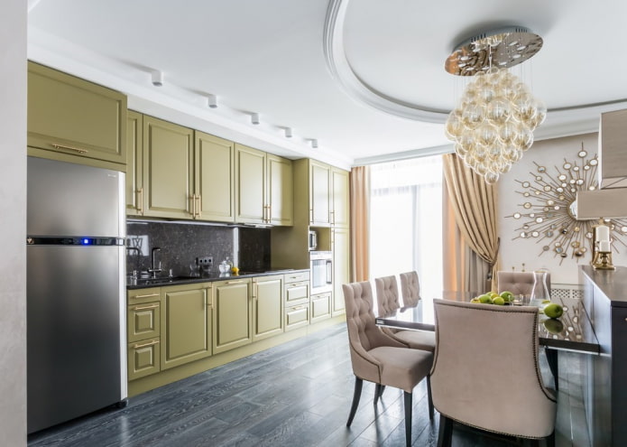 two-level semicircular structure in the kitchen
