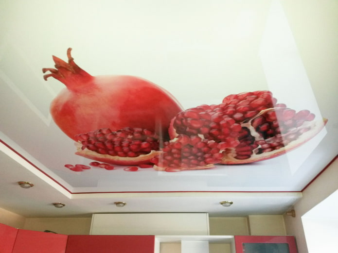 two-level design with photo printing in the kitchen