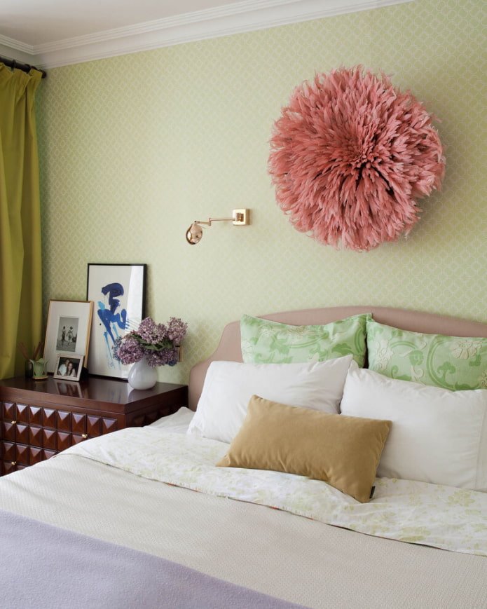 A large pink flower on the wall