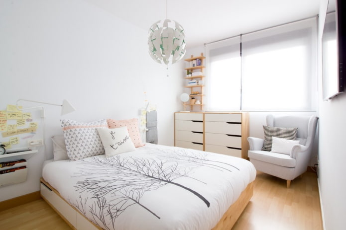 double rectangular bed in the interior