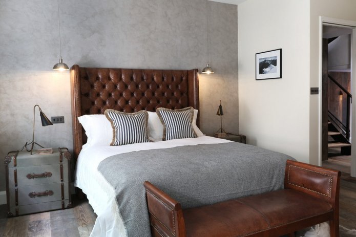 double leather bed in the interior