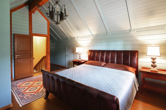 double leather bed in the interior