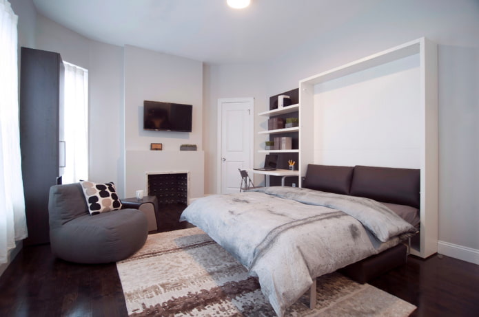 double transforming bed in the interior