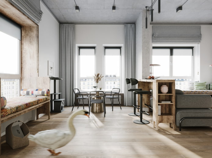 combination of styles japandi and loft