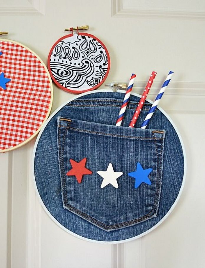 Pocket made of hoops and jeans