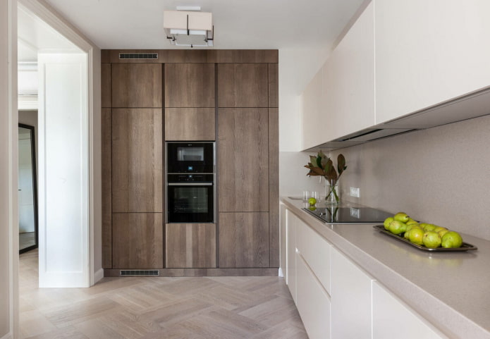 ceiling-high cabinets in the kitchen