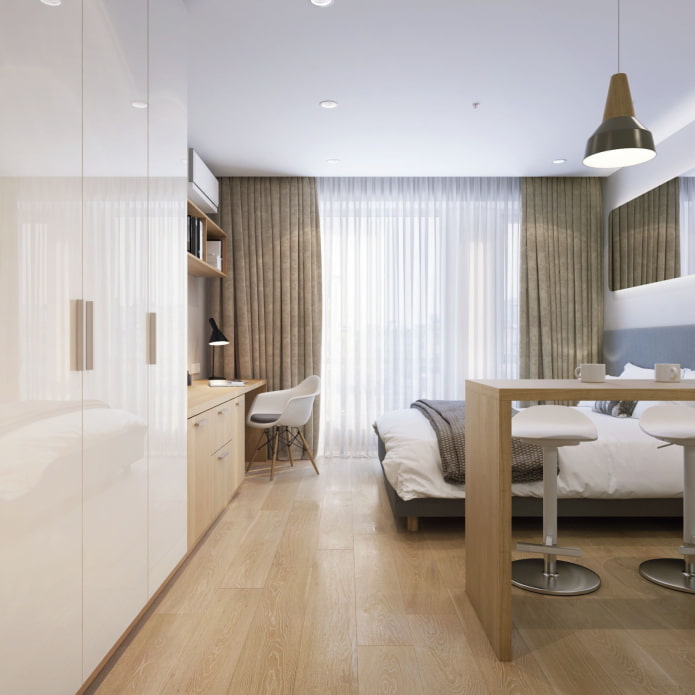 bedroom in a European-style two-room apartment
