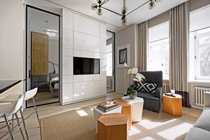 bedroom in a European-style two-room apartment
