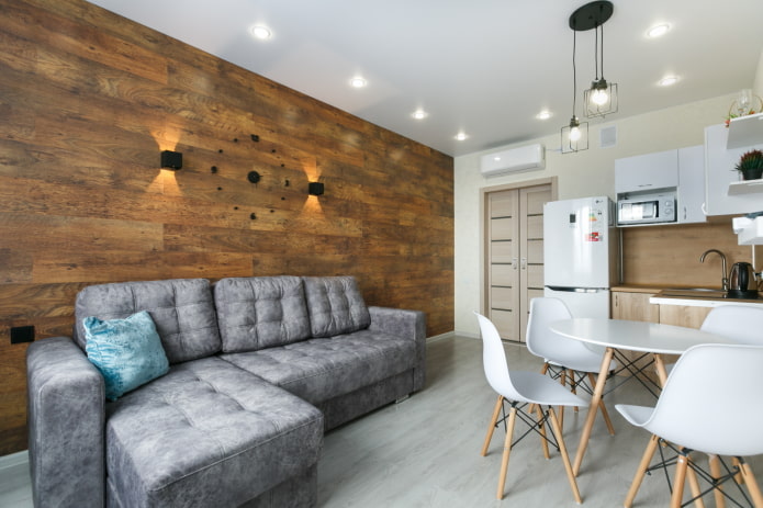 large kitchen with a sofa