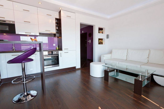 bright kitchen-living room