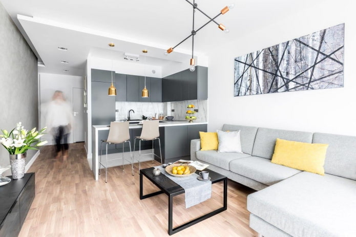 yellow accents in the interior