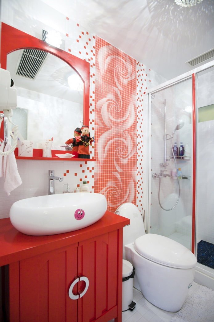 red bathroom