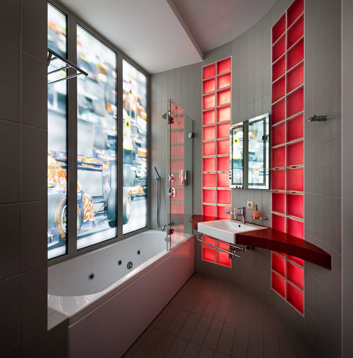 bathroom with a false window