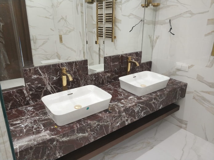 countertop and apron under marble
