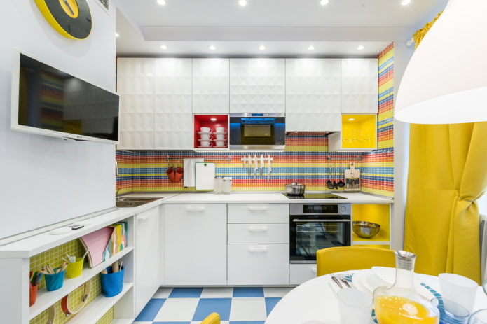 color of the apron in the kitchen interior