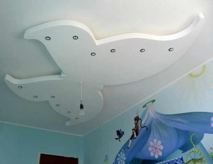 figured ceiling structure in the shape of a butterfly