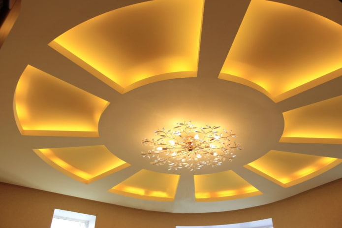 figured ceiling structure with backlighting