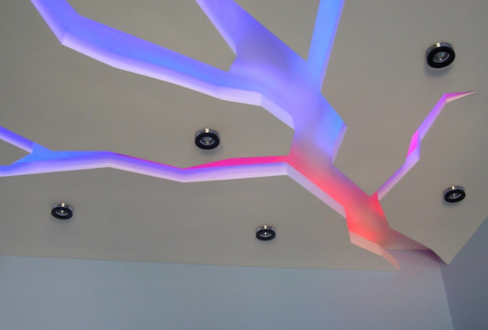 figured ceiling structure with backlighting
